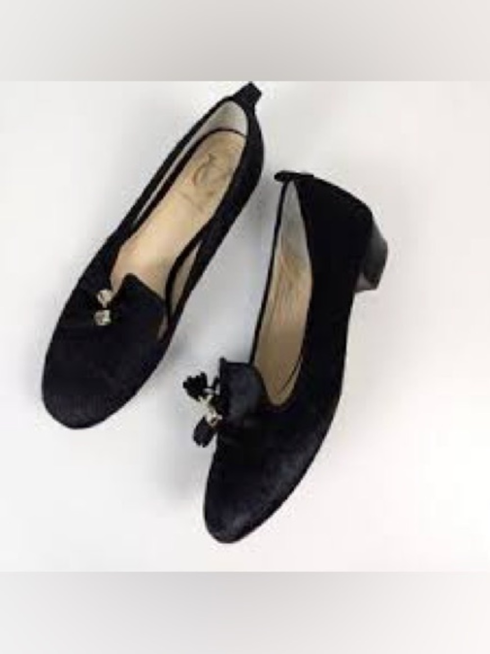 VC Signature Black Velvet Tassel Loafers for Women L43-1002